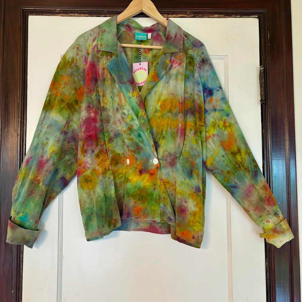 Painterly Rare One of a Kind Artist Silk Blazer or Blouse